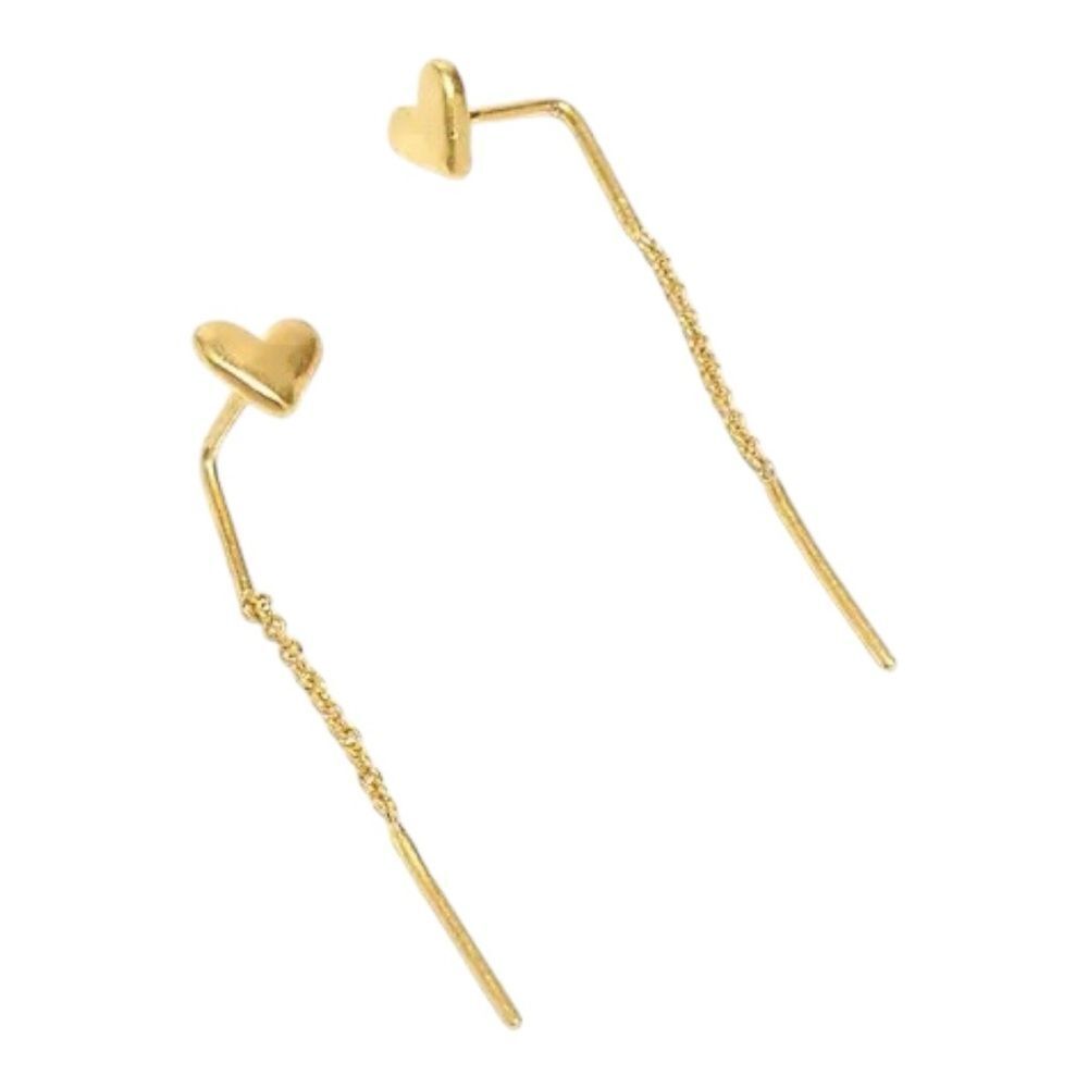 Madewell Vintage Gold Plated Brass Threader Heart Earrings